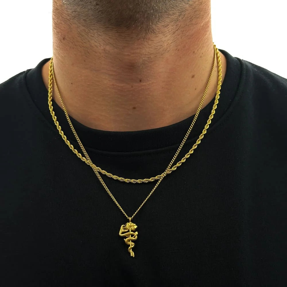 ROSE SNAKE X ROPE CHAIN SET (GOLD)