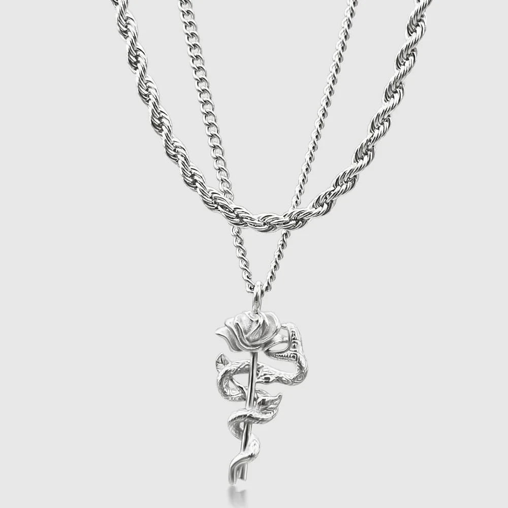 ROSE SNAKE X ROPE CHAIN SET (SILBER)
