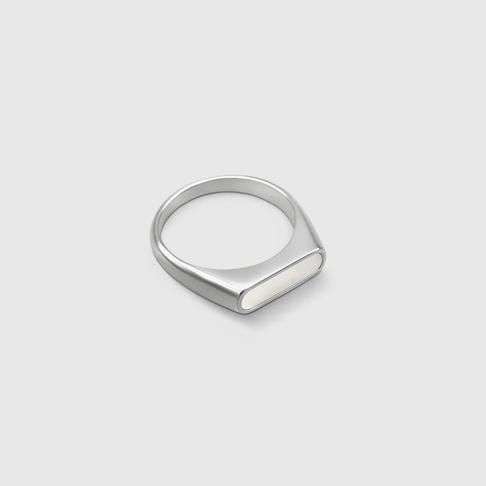 SCHMALER ONYX RING HELL (SILBER)