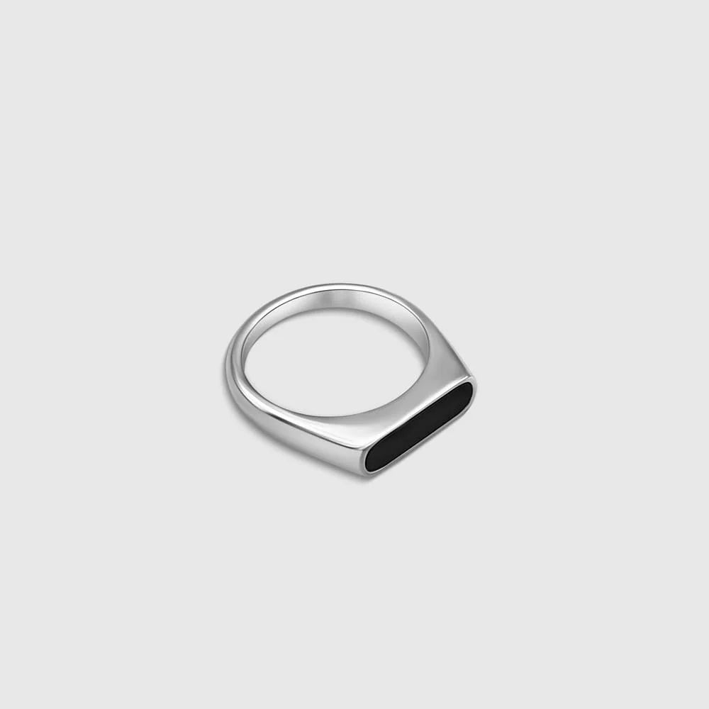 SCHMALER ONYX RING (SILBER)