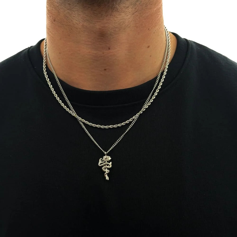 ROSE SNAKE X ROPE CHAIN SET (SILBER)