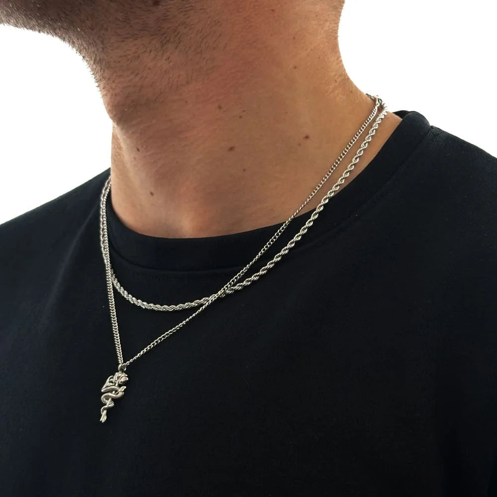 ROSE SNAKE X ROPE CHAIN SET (SILBER)