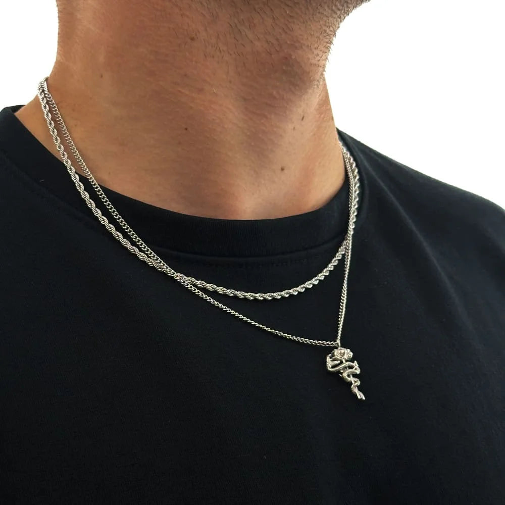 ROSE SNAKE X ROPE CHAIN SET (SILBER)